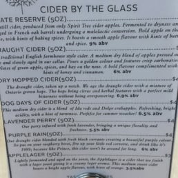 List of available ciders.... don't forget to ask about the pear ciders that aren't on the list! List of available ciders.... don't forget to ask about the pear ciders that aren't on the list!