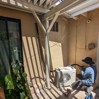 Comfort Climate - Setting up the outside condenser unit. - Heating & Air Conditioning/HVAC Near Me - Ontario, California Comfort Climate - Setting up the outside condenser unit. - Heating & Air Conditioning/HVAC Near Me - Ontario, California