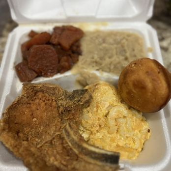 Beulah Mae's - Pork chop, butter beans, yams and mac & cheese - Chicken Shop Near Me - Alabaster, Alabama