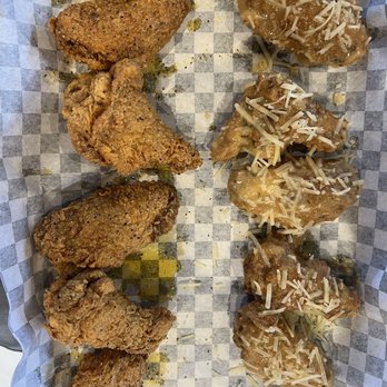 Wings N' Wine - Breaded half lemon pepper and half garlic parmesan - Chicken Wings Near Me - Sugar Land, Texas Wings N' Wine - Breaded half lemon pepper and half garlic parmesan - Chicken Wings Near Me - Sugar Land, Texas