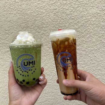 Umi Tea - Matcha smoothie with boba and roasted brown sugar with vanilla cream - Bubble Tea Near Me - Fremont, California Umi Tea - Matcha smoothie with boba and roasted brown sugar with vanilla cream - Bubble Tea Near Me - Fremont, California