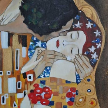 Grenadina Studio - próbka umiejętności Pani Karoliny - obraz namalowany na zamówienie ("pocałunek: Klimta) - Cards & Stationery Near Me - Spytkowice, Massachusetts