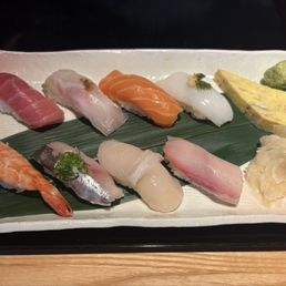 8 pc Nigiri sushi, Tamago came with salad. The miso soup was never served, but it is included on their online menu. 8 pc Nigiri sushi, Tamago came with salad. The miso soup was never served, but it is included on their online menu.