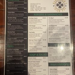 Hanrahans Irish Pub - Menu