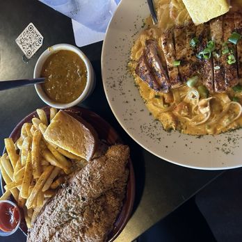 The Free Man - Cajun Blackened Catfish (Got it fried) Crawfish Pasta - Cajun/Creole Near Me - Dallas, Texas The Free Man - Cajun Blackened Catfish (Got it fried) Crawfish Pasta - Cajun/Creole Near Me - Dallas, Texas