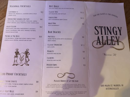 Menu photo 2 Stingy Alley Warren, RI