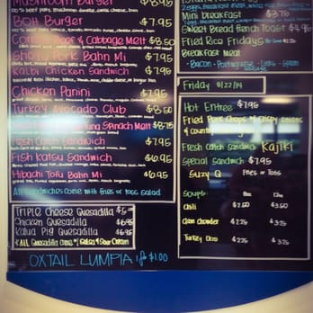 Café Blue - The menu! Catch of the day and soups vary. - Cafes Near Me - Honolulu, Hawaii Café Blue - The menu! Catch of the day and soups vary. - Cafes Near Me - Honolulu, Hawaii