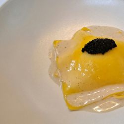 Galvin La Chapelle - Orkney scallop lasagne - Oscietra caviar, preserved lemon, "cacio & pepe." 2025 09 01. M1.