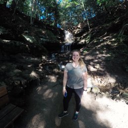 Wide-angle lens, but 5'4" me is obviously not overpowered by the fall.