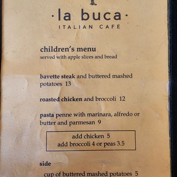 La Buca - Great Kids Menu! Limited but pretty good selection. - Italian Near Me - Portland, Oregon