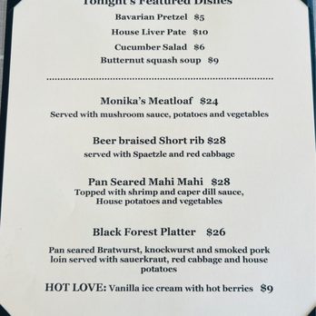 Black Forest Restaurant - Specials for Tonight - German Near Me - Naples, Florida