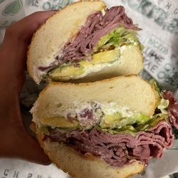 Mr Pickle's Sandwich Shop - Hang Loose- Pastrami, Bacon, Cream Cheese, Avocado on Dutch Crunch Bread