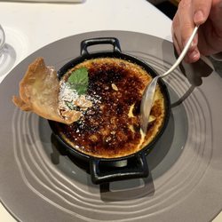 Auberge de l'Abbaye d'Hambye - Creme brûlée with honey. Hard burnt sugar balances out the sweetness of the honey which in addition was very subtle.