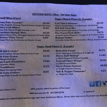 RM 212 - The dinner menu - Cocktail Bars Near Me - San Francisco, California RM 212 - The dinner menu - Cocktail Bars Near Me - San Francisco, California