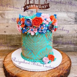 Reignbow Bites Custom Cakery - All buttercream Floral Cakes