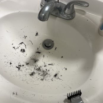 Precision Studios - My sink at home after I had to fix the haircut myself, 50 bucks later - Barbers Near Me - Los Angeles, California