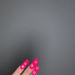 Crystal Nails - Flowers , hot pink nails LOVE MY NAIL LADY MS KIM