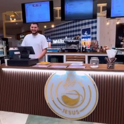 Coffee With Jesus - center mall booth