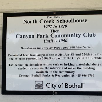Centennial Park - Schoolhouse placard. - Parks Near Me - Bothell, Washington Centennial Park - Schoolhouse placard. - Parks Near Me - Bothell, Washington