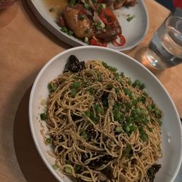 Crispy Beef, Egg Noodle, Scallion, Onion Crispy Beef, Egg Noodle, Scallion, Onion