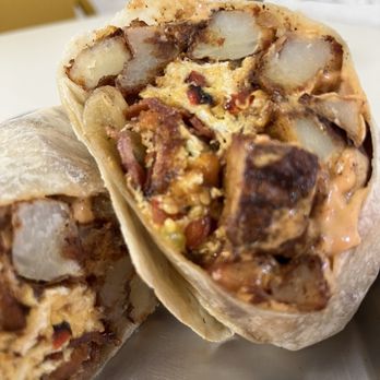 Good Time - Breakfast burrito with scrambled eggs and bacon - Coffee & Tea Near Me - Long Beach, California