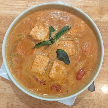 Basil & Co - Red curry with salmon - Thai Near Me - Diamond Bar, California Basil & Co - Red curry with salmon - Thai Near Me - Diamond Bar, California