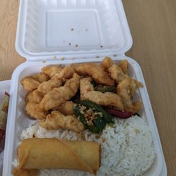 Salt and pepper chicken with steam rice Salt and pepper chicken with steam rice