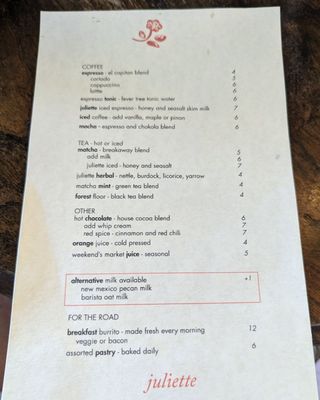 Menu photo 4 Juliette Taos, NM