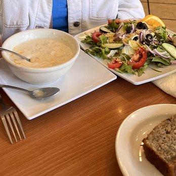 Golden Egg Cafe - Clam Chowder & salad combo. Side of banana bread. - Breakfast & Brunch Near Me - Oxnard, California