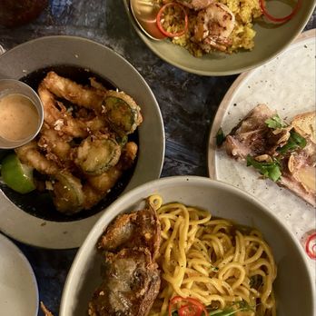 Chao - Crab pasta, Salt and pepper Calamari, Bone Marrow, Fried rice - Asian Fusion Near Me - Honolulu, Hawaii Chao - Crab pasta, Salt and pepper Calamari, Bone Marrow, Fried rice - Asian Fusion Near Me - Honolulu, Hawaii