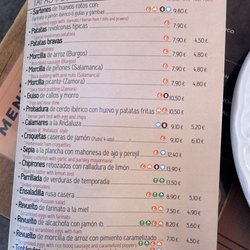 Mesón Las Conchas - Tapas menu