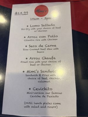 Menu photo 1 Mimi's Peruvian Cuisine Honolulu, HI Menu photo 1 Mimi's Peruvian Cuisine Honolulu, HI