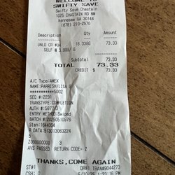 Swifty Save Fuels - My receipt over charged $1.01 to $1.30 over others!!