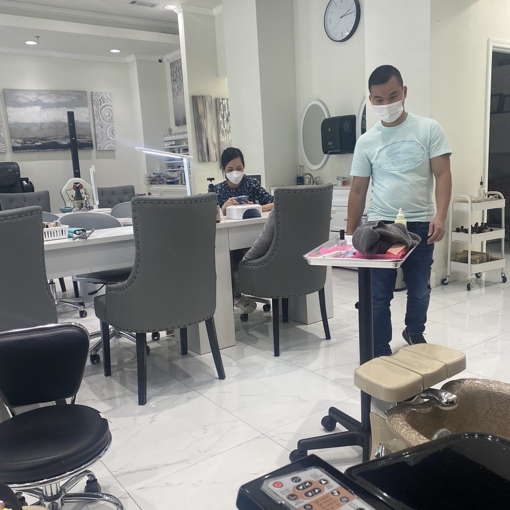 She rushed to go and sit on her phone. That guy should not be doing manicures.