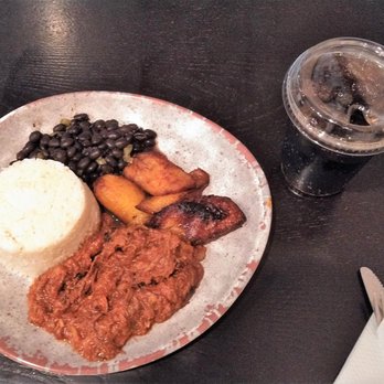 Cafecito - This is the ropa vieja platter with a soft drink.  The platter cost a little bit more than Cuban combo platters I've had at places in Miami. - Coffee & Tea Near Me - Chicago, Illinois