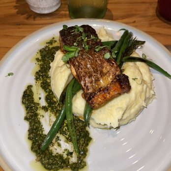 Yardbird Table & Bar - Blackened salamis with mash potatoes and green beans - Southern Near Me - Miami Beach, Florida