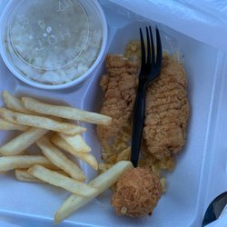 Captain D's - Fish and chicken strips with fries and coke slaw I ate most of it before I remembered to take a picture
