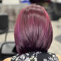 Lux Hair & Spa - Red purple bob cut
