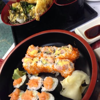 Toshi's - Kamikaze and salmon roll. Cold noodle with shrimp tempura - Sushi Bars Near Me - Beaverton, Oregon Toshi's - Kamikaze and salmon roll. Cold noodle with shrimp tempura - Sushi Bars Near Me - Beaverton, Oregon