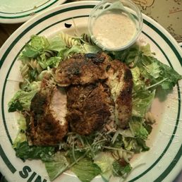 Pasta ceasar with blackened chicken