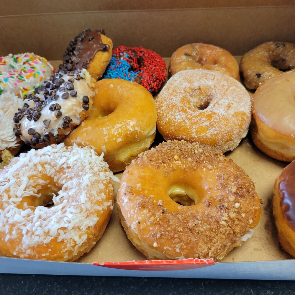 a box of assorted donuts a box of assorted donuts