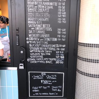 Jeni's Splendid Ice Creams - Menu on the door. No seating anywhere though. - Ice Cream & Frozen Yogurt Near Me - Atlanta, Georgia