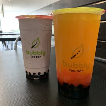 Bubbly Tea Bar - Taro Blizzard w honey boba and peachie sweet tea w strawberry hearts and honey boba - Bubble Tea Near Me - Tallahassee, Florida