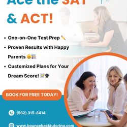 Bounce Back Tutoring Services - We provide tutoring for the SAT and ACT tests and most subjects, all ages.