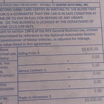 Queens Auto Mall - What I'm being charged AFTER putting $1500 down.. - Used Car Dealers Near Me - Richmond Hill, New York Queens Auto Mall - What I'm being charged AFTER putting $1500 down.. - Used Car Dealers Near Me - Richmond Hill, New York