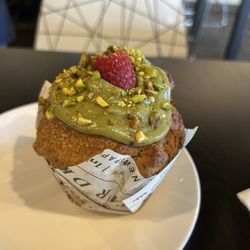 Firecreek Coffee - Raspberry pistachio muffin.