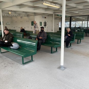 Bainbridge Island Ferry Terminal - Outdoor ferry seating. - Ferries Near Me - Bainbridge Island, Washington