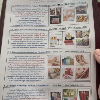 Asky Nails Spa - Pedicure menu. I always get 4. It was fantastic! - Nail Salons Near Me - Orange Park, Florida Asky Nails Spa - Pedicure menu. I always get 4. It was fantastic! - Nail Salons Near Me - Orange Park, Florida