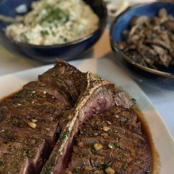 Chez Bacchus - Potato salad and mushrooms with the phenomenal steak! - New American Near Me - Long Beach, California Chez Bacchus - Potato salad and mushrooms with the phenomenal steak! - New American Near Me - Long Beach, California