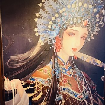 Mr BoBo - Vibes - An artistic depiction of a woman wearing traditional Chinese clothing and ornate headgear, with intricate jewelry and accessories. - Cantonese Near Me - Queens, New York